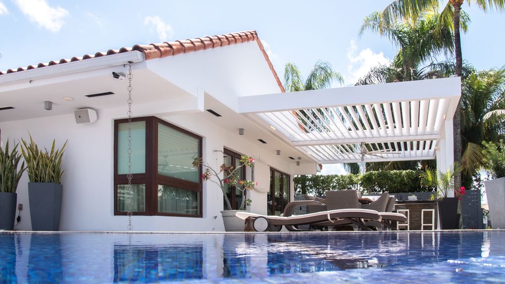 Slide of White Aluminum and Windows