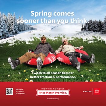 Autoline Toyota - "Spring into action and give your ride the refresh it deserves! Swap out those winter tires for all-seasons today. - Car Dealers Near Me - Niagara Falls, Ontario Autoline Toyota - "Spring into action and give your ride the refresh it deserves! Swap out those winter tires for all-seasons today. - Car Dealers Near Me - Niagara Falls, Ontario