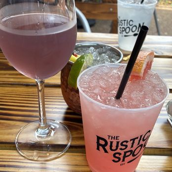 The Rustic Spoon - Peach mule, Blueberry lemon mimosa special, Ruby Red Crush - Breakfast & Brunch Near Me - Virginia Beach, Virginia