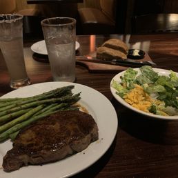 Ribeye steak with salad and asparagus Ribeye steak with salad and asparagus