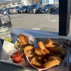 Boss Burger N’ Gyro - Crispy Battered Cod Fish Sandwich (NEW) Onion Rings