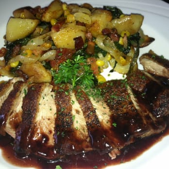 Bliss 46 Bistro - Roasted Duck with roasted potato, corn, onion & bacon hash. - French Near Me - Sunnyside, New York Bliss 46 Bistro - Roasted Duck with roasted potato, corn, onion & bacon hash. - French Near Me - Sunnyside, New York
