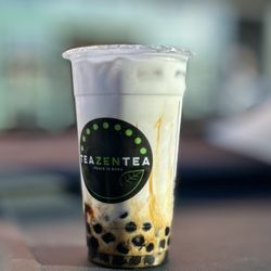 Ube Taro Crème Brûlée with honey boba 50% less sweet