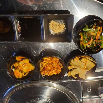 Jab-Sa Korean BBQ - More Banchan Spicy Green Onions Fish Cake Strips Soybeans Cucumber Salad - Korean Near Me - Lavonia, Georgia