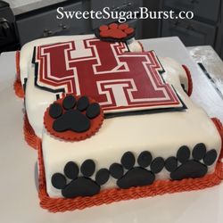 Sweet Sugar Burst - Red velvet University of Houston graduation cake