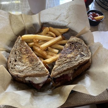 Paradise Bistro & Coffee - Reuben in Paradise Sandwich with fries. - Coffee & Tea Near Me - Granbury, Texas