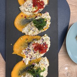 aLevante Restaurant - Ravioli with seafood and pumpkin