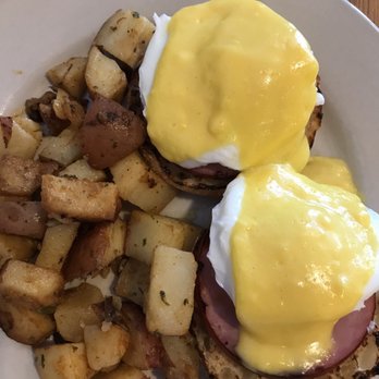 The Corner Cafe - Traditional eggs Benedict and homefries - Cafes Near Me - Pocasset, Massachusetts