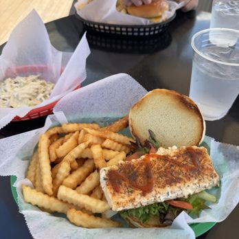 Crabby Steve's - Mahi sandwich blackened with spicy slaw on the side - Seafood Near Me - Seacrest, Florida Crabby Steve's - Mahi sandwich blackened with spicy slaw on the side - Seafood Near Me - Seacrest, Florida