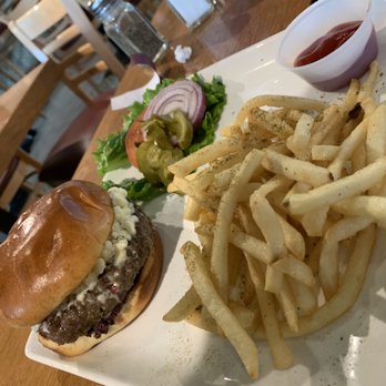 Mezza Mediterranean Grille - Greek Feta Burger with Greek Fries - Mediterranean Near Me - Detroit, Michigan