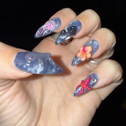 Gel x nails with 3d designs