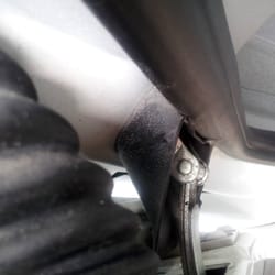 Camper's Barn - Paint overspray caused by improper masking prior to painting. I had to pay a detailer extra to remove this.