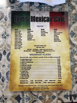 Menu photo 2 Noe's Tacos Seguin, TX Menu photo 2 Noe's Tacos Seguin, TX
