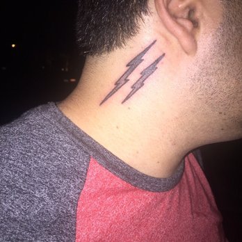 Sailor Beware Tattoo - Wanted solid black lightning bolts on my neck, but Mags suggested this style and I liked it way better. - Tattoo Near Me - St. Paul, Minnesota Sailor Beware Tattoo - Wanted solid black lightning bolts on my neck, but Mags suggested this style and I liked it way better. - Tattoo Near Me - St. Paul, Minnesota