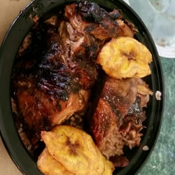 Island Taste Cuisine - Jerk chicken with Brown rice and plantain. I will have you again.