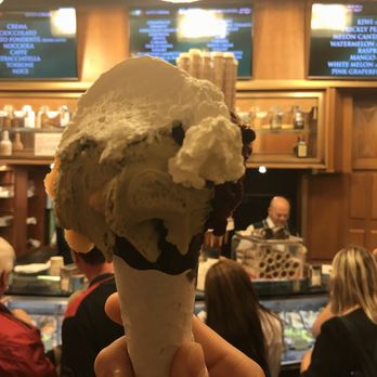 Giolitti - Medium size for 3.80€. Gets you three flavors max. Whip cream included (optional). Pistachio, blueberry, melon in this pic. - Ice Cream & Frozen Yogurt Near Me - Rome, RM