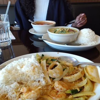 Thai Express - Seafood Curry and lunch special green curry with shrimp. And Tom yum soup. - Thai Near Me - Gaithersburg, Maryland
