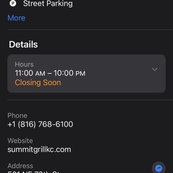 Summit Grill - The hours that are on THEIR website - American Near Me - Gladstone, Missouri Summit Grill - The hours that are on THEIR website - American Near Me - Gladstone, Missouri