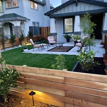 All One Landscape - Grass installation around extended patio (courtyard) with irrigation; all enclosed by fencing - Landscaping Near Me All One Landscape - Grass installation around extended patio (courtyard) with irrigation; all enclosed by fencing - Landscaping Near Me