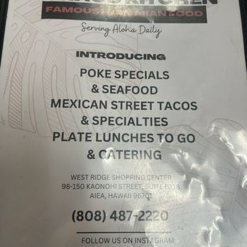 Kehau's Kitchen - Menu - Hawaiian Near Me - Aiea, Hawaii