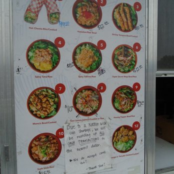 Ninja Sushi - Menu board - more extensive menu on the counter at the order window. - Food Trucks Near Me - Saint Paul, Minnesota