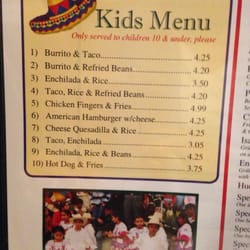 El Sitio Mexican Grill - Kids Menu