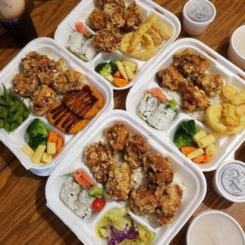 Tenkatori - 5pc Karaage (thigh) bento boxes ($9.50) - Gluten-Free Near Me - Costa Mesa, California Tenkatori - 5pc Karaage (thigh) bento boxes ($9.50) - Gluten-Free Near Me - Costa Mesa, California