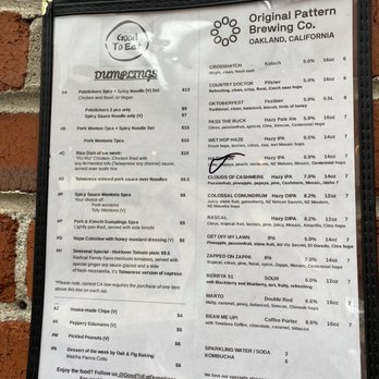 Original Pattern Brewing Company - Dumplings & beer. What more could you want. - Breweries Near Me - Oakland, California