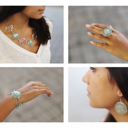 Ram' Dame - Parure en argent et calcédoine