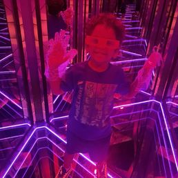 Five-year-old enjoying the maze Five-year-old enjoying the maze
