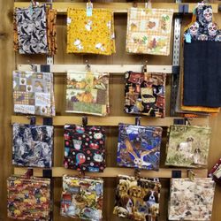 Huge selection of handcrafted potholders by A Piece of My Heart by Sunny. Tabbed towels to match!