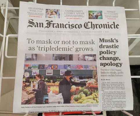 Photo of San Francisco Chronicle - San Francisco, CA, US. Dec 19, 2022