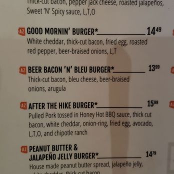 Arizona Wilderness Brewing - Burger menu - Breweries Near Me - Gilbert, Arizona