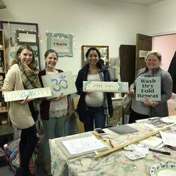 Sign class with reclaimed wood.