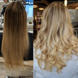 Salon Fortelli & Spa - Before and after Hot Heads Extensions.