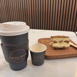 Signature chai. Tiramisu cake.