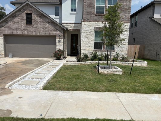 landscaping design - Customer wanted a paver walk way and flower beds