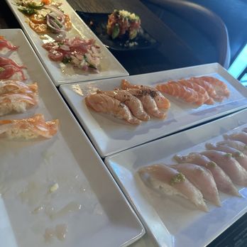 Orange Fish - Tuna Carpaccio, Salmon Carpaccio, Seared Pepper Salmon Nigiri (Sushi), Yellowtail Carpaccio, Spicy Tuna Crispy Rice 6 Pcs - Ramen Near Me - La Verne, California Orange Fish - Tuna Carpaccio, Salmon Carpaccio, Seared Pepper Salmon Nigiri (Sushi), Yellowtail Carpaccio, Spicy Tuna Crispy Rice 6 Pcs - Ramen Near Me - La Verne, California