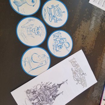 Lamplight Lounge - Adorable coasters and paper menu - New American Near Me - Anaheim, California
