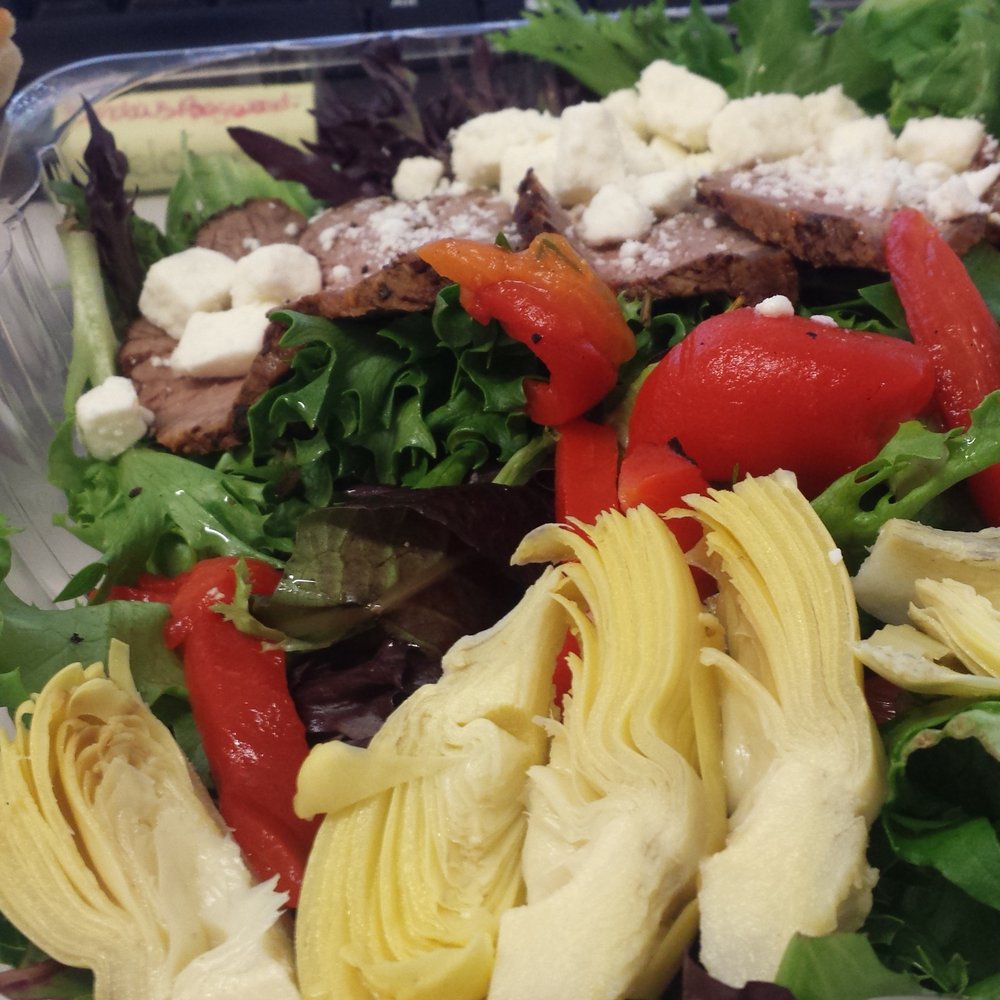 Fantastic build your own salad with roasted red peppers, artichoke hearts, feta cheese and their amazing balsamic dressing!! Fantastic build your own salad with roasted red peppers, artichoke hearts, feta cheese and their amazing balsamic dressing!!