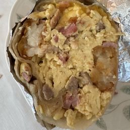 Cross section of burrito supreme. Cross section of burrito supreme.