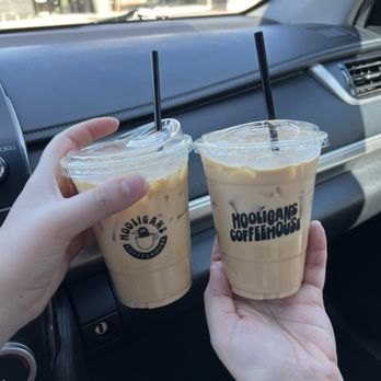 Hooligan’s Coffeehouse - Vanilla Latte (left) & Honey Vanilla Latte (right) - Coffee & Tea Near Me - Mesa, Arizona Hooligan’s Coffeehouse - Vanilla Latte (left) & Honey Vanilla Latte (right) - Coffee & Tea Near Me - Mesa, Arizona