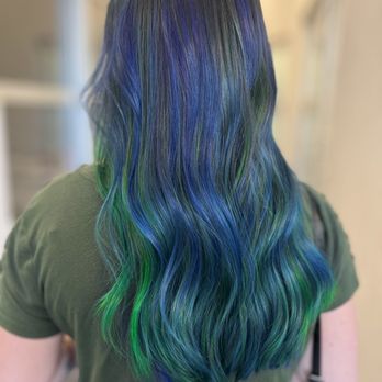 The Hive Hair And Makeup Studio - Blue and Green Blended tones! - Hair Extensions Near Me - Rocklin, California The Hive Hair And Makeup Studio - Blue and Green Blended tones! - Hair Extensions Near Me - Rocklin, California
