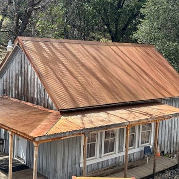Kerr Roofing - Old Belleview School. A 150 year old building with corrugated core tin, 22 gauge metal. This metal designed to rust over time. - Roofing Near Me - Sonora, California Kerr Roofing - Old Belleview School. A 150 year old building with corrugated core tin, 22 gauge metal. This metal designed to rust over time. - Roofing Near Me - Sonora, California