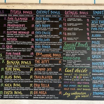 Playa Bowls - Menu board - Coffee & Tea Near Me - St Matthews, Kentucky Playa Bowls - Menu board - Coffee & Tea Near Me - St Matthews, Kentucky