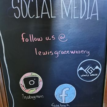 Lewis Grace Winery - Social media platforms include Instagram, Facebook, and Lewis Grace Winery's website. @lewisgracewinery - Wineries Near Me - Placerville, California