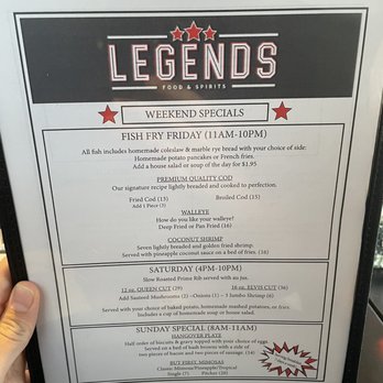 Legends Food & Spirits - Weekend specials menu - Barbeque Near Me - Lake Geneva, Wisconsin Legends Food & Spirits - Weekend specials menu - Barbeque Near Me - Lake Geneva, Wisconsin