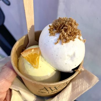Awan - Valencia Orange and Vanilla bean split scoop. - Ice Cream & Frozen Yogurt Near Me - Los Angeles, California