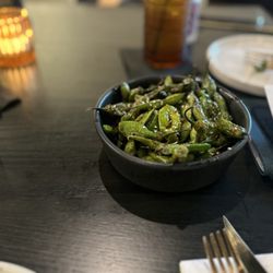 Leyenda Coffee & Tequila - Sashito peppers & Edamame is an awesome sweet-spicy sauce