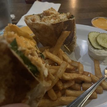 Yonkers Brewing Co. - Buffalo Chicken Wrap(Garlic Parmesan seasoned chicken) substitute buffalo with boom sauce - Gastropubs Near Me - Yonkers, New York